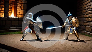 Medieval knights battle, illustration
