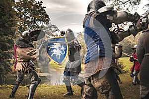 Medieval knights on the battlefield