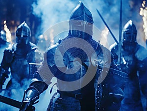 Medieval Knights Duel in Blue Hues