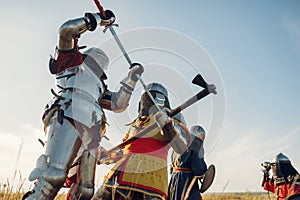 Medieval knights fight, great battle