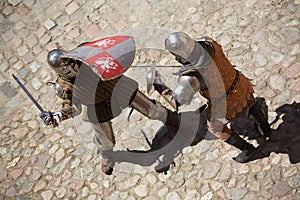 Medieval knights fighting