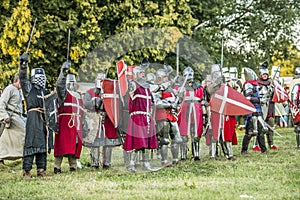 Medieval knights fighting