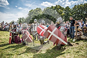 Medieval knights fighting