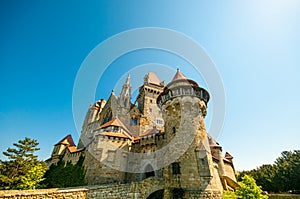 The medieval Kreuzenstein castle in Leobendorf village near Vienna, Austria photo