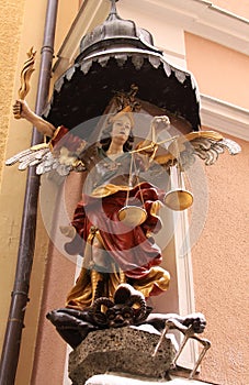 Medieval lady justice in Salzburg, Austria