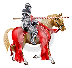 Medieval Lance Knight on Horse photo