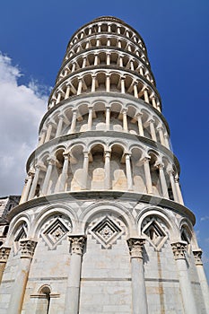 Medieval Leaning Tower of Pisa Torre di Pisa at Piazza dei Miracoli Piazza del Duomo top tourist attraction in Pisa, Tuscany,