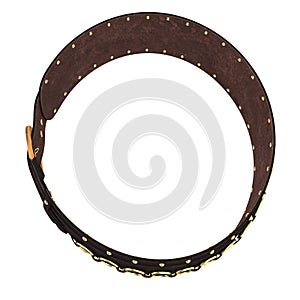 Medieval leather belt on isolated white background, 3d illustration