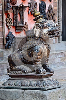 Medieval lion Statue at Pattan,Kathmandu valley, Nepal