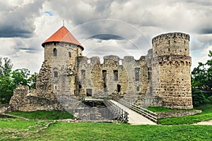 medieval livonian castle in Cesis. Latvia