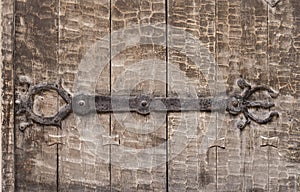 Medieval metal door part in an olda house in Transylvania, Romania