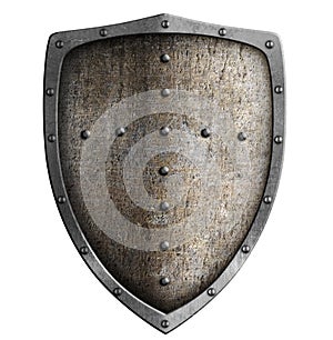Medieval metal shield isolated
