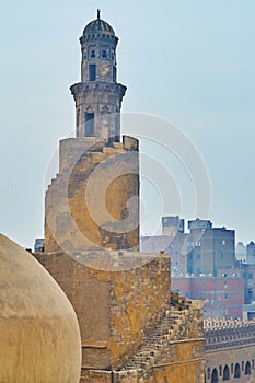 Medieval minaret of Ibn Tulun mosque, Cairo, Egypt photo