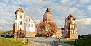 Medieval Mirsky Castle Complex. Autumn. Belarus.