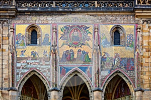 Medieval mosaic in Prague, Czech, European Landmark