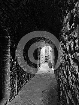 Medieval village narrow alley, Chios Greece.