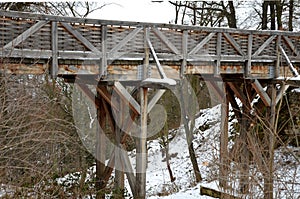 Medieval oak wood, bolted. A bridge over a moat built according to a period model. Wooden bridges could be quickly burned or brooc