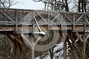 Medieval oak wood, bolted. A bridge over a moat built according to a period model. Wooden bridges could be quickly burned or brooc