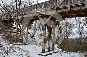 Medieval oak wood, bolted. A bridge over a moat built according to a period model. Wooden bridges could be quickly burned or brooc