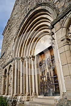 Medieval and old gate from a castle-dynamic view