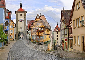 Medieval old street in Rothenburg ob der Tauber