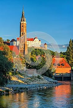 Medieval old town of Landshut on Isar river, Germany photo