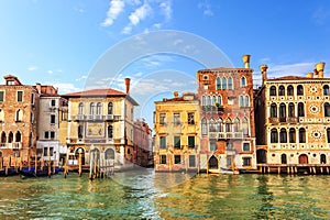 Medieval Palaces Dario and Salviati in Grand Canal, summer view