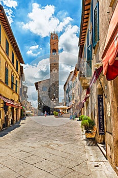 The medieval Palazzo dei Priori and the clocktower, Montalcino, Italy