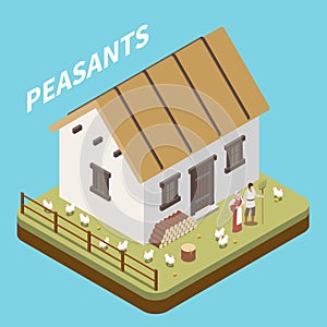 Medieval Peasants Isometric Concept
