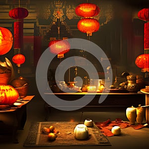 Medieval period Asian home interior