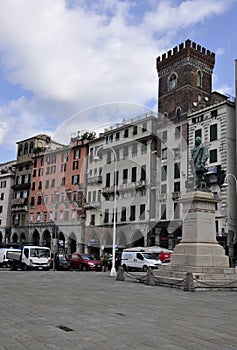 Genoa, 30th august: Piazza Caricamento Square with Historic Buildings from Genoa City. Liguria,Italy