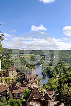 Medieval and picturesque village of Saint-Cirq-Lapopie in the Lot department in France