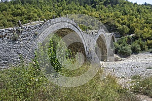 Medieval Plakidas Bridge at Pindus Mountains, Greece