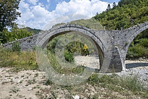 Medieval Plakidas Bridge at Pindus Mountains, Greece