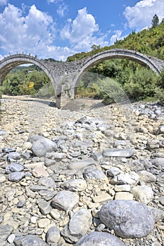 Medieval Plakidas Bridge at Pindus Mountains, Greece