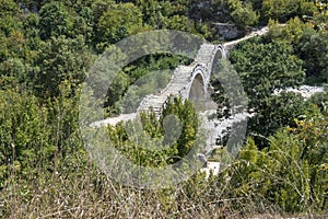 Medieval Plakidas Bridge at Pindus Mountains, Greece