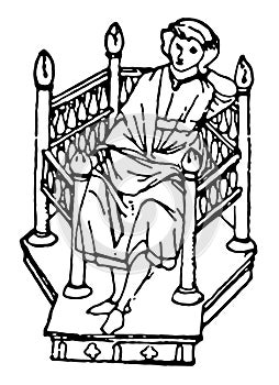 Medieval Polygon Arm chair, vintage illustration