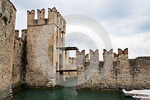 Medieval port fortification of the Scaliger Castle in Sirmione Italy
