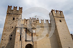 Medieval port fortification of the Scaliger Castle in Sirmione Italy