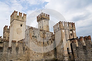 Medieval port fortification of the Scaliger Castle in Sirmione Italy