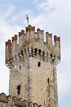 Medieval port fortification of the Scaliger Castle in Sirmione Italy