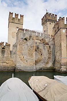 Medieval port fortification of the Scaliger Castle in Sirmione Italy