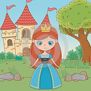 Medieval princess cartoon design vector illustration