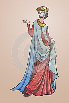 Medieval princess with a characteristic gothic slouching posture. photo