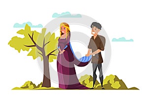 Medieval princess and prince vector illustration