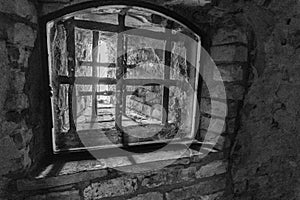 Medieval prison iron bars grate