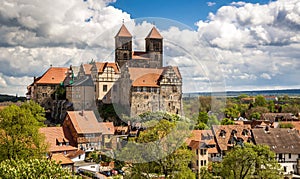 Medieval Quedlinburg town and castle, North of the Harz mountains. Saxony-Anhalt, Germany