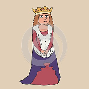 Medieval queen character vector cartoon