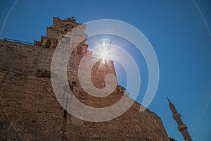 The medieval Roloi Clock Tower, Rhodes, Greece photo