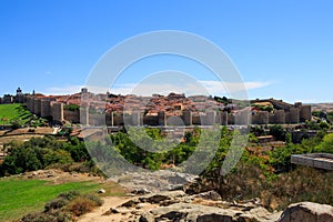 Medieval Romanesque walls of Avila, Spain